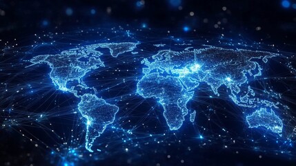 Obraz premium Abstract map illustration emphasizing a network of dots and lines.