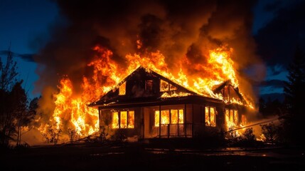 The aftermath of a house fire leaving destruction in its wake.