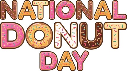 Donut-shaped letters spelling "National Donut Day"