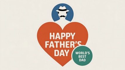 Happy Father's Day Greeting with a Heart and a Man in a Hat