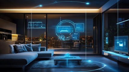 Naklejka premium Discover the seamless integration of technology and comfort in modern interiors.