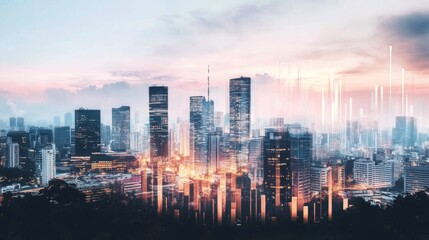Obraz premium Visualizing Financial Trends Through City Design.
