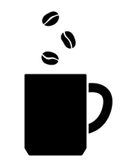 マグカップとコーヒー豆のシルエット