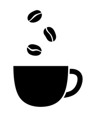 コーヒーカップとコーヒー豆のシルエットアイコン