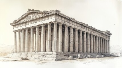 Fototapeta premium Ancient temple ruins showcasing classical architecture and columns.
