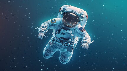 Astronaut in the Void: A lone astronaut floats weightlessly in the vast expanse of space, a breathtaking testament to human exploration and the mysteries of the cosmos.
