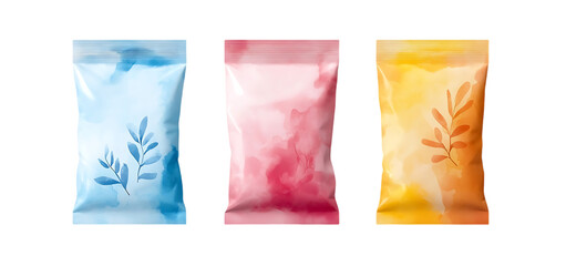 three set of doypack for mockup isolated transparent background