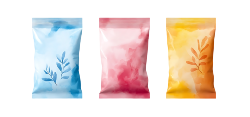 three set of doypack for mockup isolated transparent background