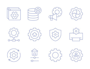 Configuration icons. Thin Line style, editable stroke. printer, setting, settings, smart home, marketing, security, system update