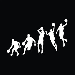 Basketball player silhouette poses with various styles