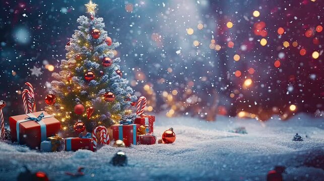 christmas tree in the snow