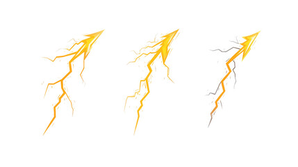 Three stylized yellow lightning bolts on a black background, showcasing dynamic energy and vivid contrast.