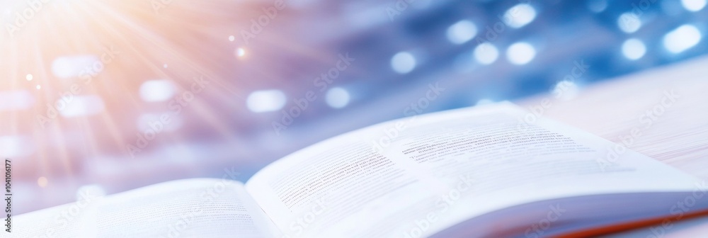 Poster open book on abstract background – high-quality, illuminated, and modern visual style for educationa