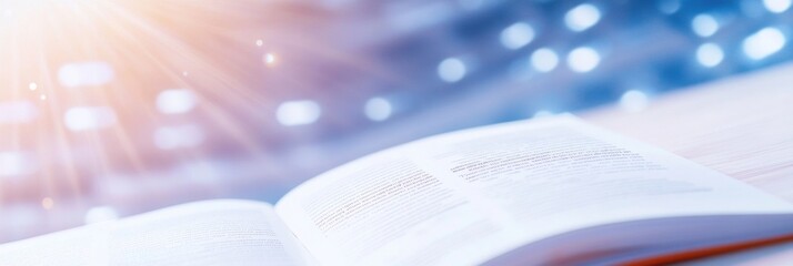 Open Book on Abstract Background – High-Quality, Illuminated, and Modern Visual Style for Educational and Literary Themes