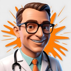 3d character emerging from a smartphone & Doctor