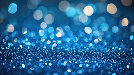 Shiny Blue Glitter In Abstract Defocused Background - Christmas And New Year Texture.