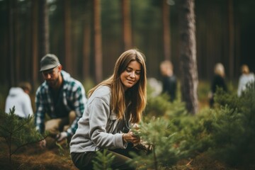 Dedicated volunteers engaging in tree planting activities to enhance local park environment