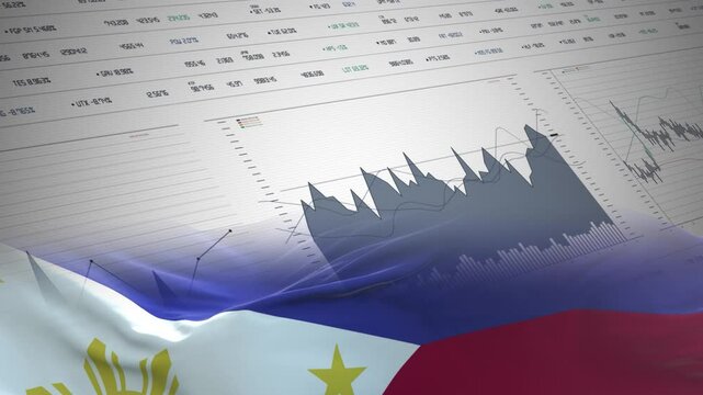 Philippines flag - Waving flag on report analytics data statement