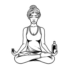 hand yoga vintage vector with white background