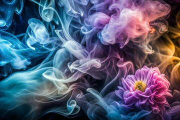 Fototapeta premium Abstract smoke texture surrounding flower ethereal art
