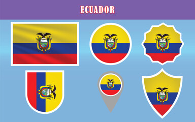 High-quality vector of the National Flag of Ecuador, featuring yellow, blue, and red stripes with a detailed emblem. Ideal for cultural, patriotic, and educational projects.