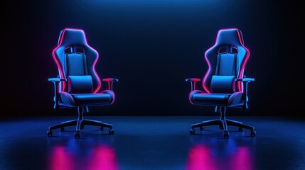 Two Gaming Chairs Under Neon Lights
