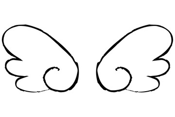 手描きのかわいい天使の羽　白