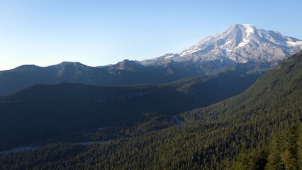 Majestic Mount Rainier Rising Above Forested Slopes, Washington State, USA