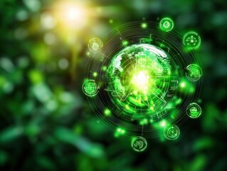 Obraz premium Exploring the Intersection of Technology and Nature A Green Future for Our Planet