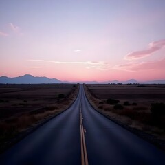 Naklejka premium sunset over the highway, sunset over the road, dusk on the road, dusk wallpaper, background