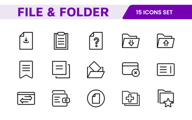 Document Management Icon Set. Streamlined icons for organizing, storing, and sharing files, perfect for productivity apps, cloud storage, and business workflows.