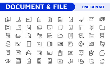 Document Management Icon Set. Streamlined icons for organizing, storing, and sharing files, perfect for productivity apps, cloud storage, and business workflows.