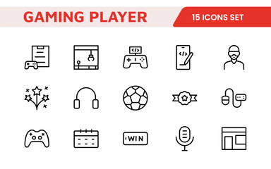 Gaming Icon Set. Vibrant and dynamic icons for game design, streaming, and e-sports branding, perfect for creating immersive interfaces and enhancing your gaming projects.