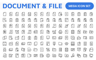 Document Management Icon Set. Streamlined icons for organizing, storing, and sharing files, perfect for productivity apps, cloud storage, and business workflows.