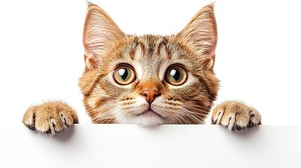 wet angry cat on a white background, water splashes, shower.