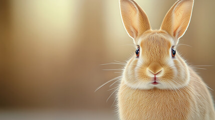 Close up portrait of a rabbit is angry or surprised with a funny and excited expression.