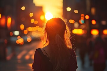 Captivating Sunset Stroll: A Young Woman Embracing the Moment