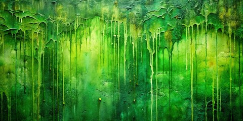 Obraz premium Abstract Dripping Green and Yellow Paint on a Textured Surface