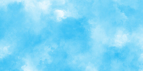 Blue grunge texture with grainy watercolor stains, The summer is colorful clearing day Good weather with natural clouds, Abstract beautiful light blue cloudy sky clouds with stains.