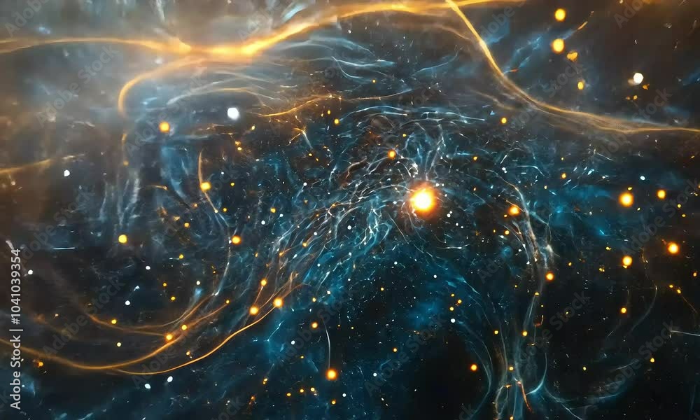 Sticker abstract cosmic energy with glowing light streams with ai generated.