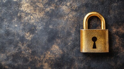 Fototapeta premium Golden padlock on black background, symbol of security, privacy, and data protection