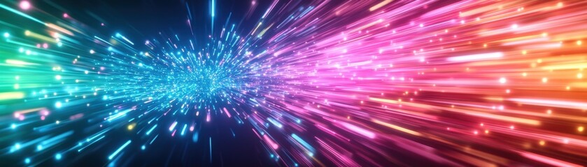 Fototapeta premium Abstract Neon Light Streaks Futuristic Energy Digital Art Background