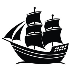 Ship Silhouette Vector | Nautical Maritime Clipart and Illustration Art