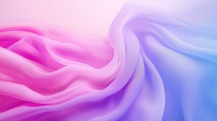 Obraz premium Soft Pink and Blue Gradient Fabric Background Draped Chiffon Texture