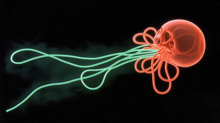 Captivating Underwater Glow of Bioluminescent Jellyfish in the Deep Sea