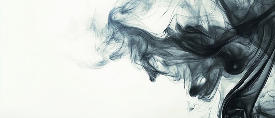 Fototapeta premium Abstract black smoke on white background.