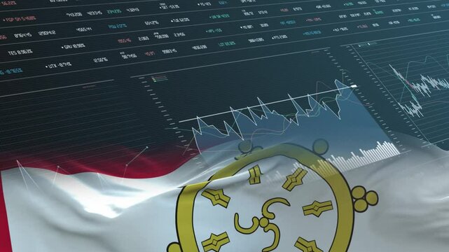 Sikkim flag - Waving flag on report analytics data statement