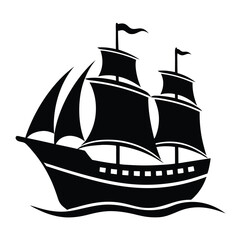 Ship Silhouette Vector | Nautical Maritime Clipart and Illustration Art