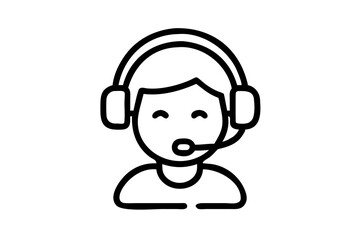 Customer Support Agent outline vector art