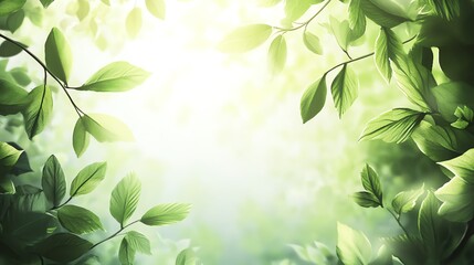 Fresh green leaves with soft glowing background